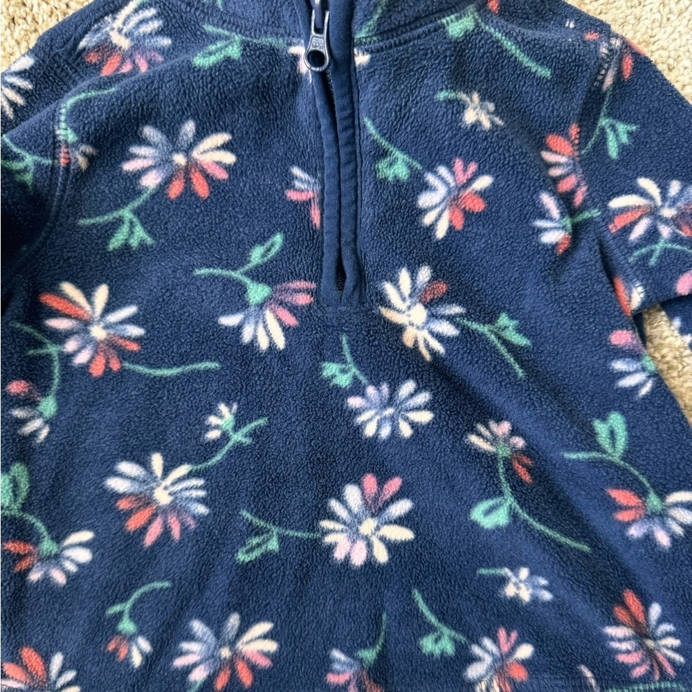 Baby Girl OshKosh Fleece Pullover Sweatshirt Floral quarter zip size 12 months - Picture 3 of 5